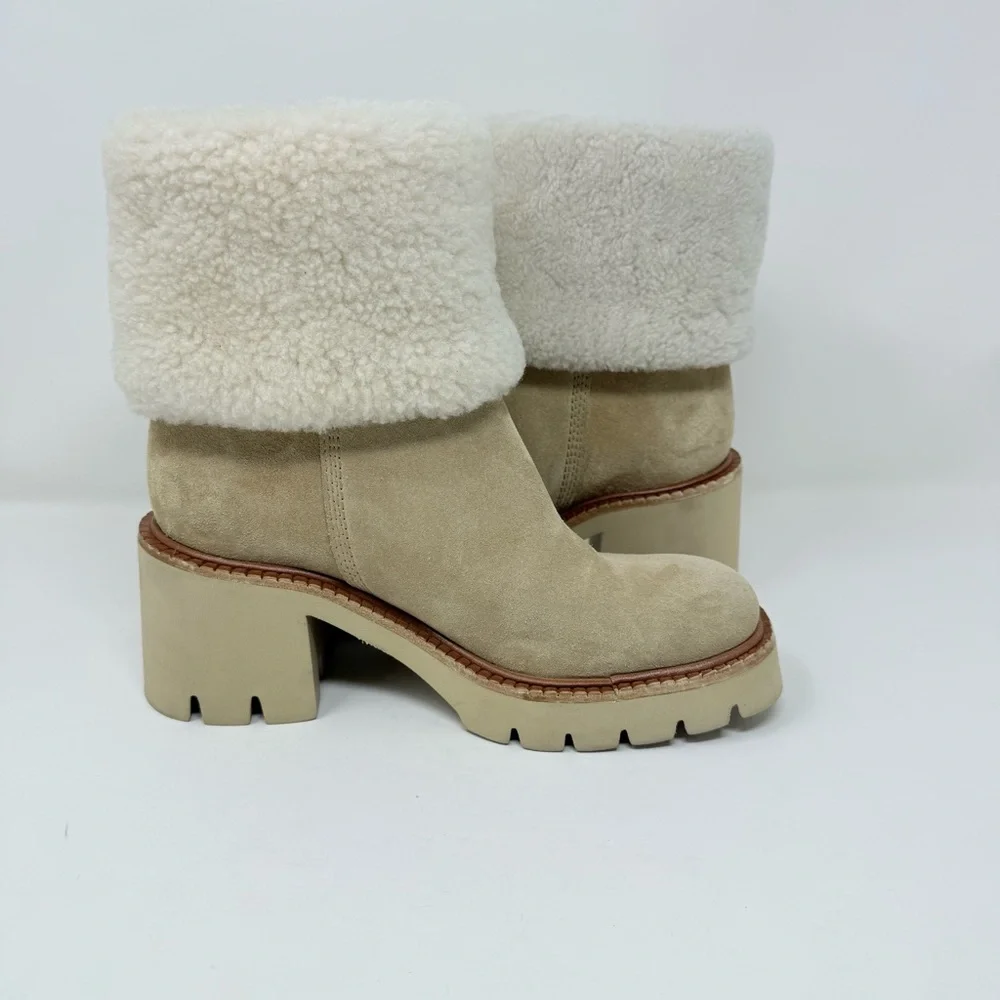 New Pedro Garcia Zarela Suede Shearling Ankle Booties Sz 8